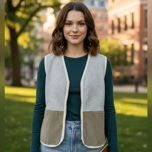 Vintage Studioblues Two-Tone Gray and Tan Vest With Corduroy Botton Size L